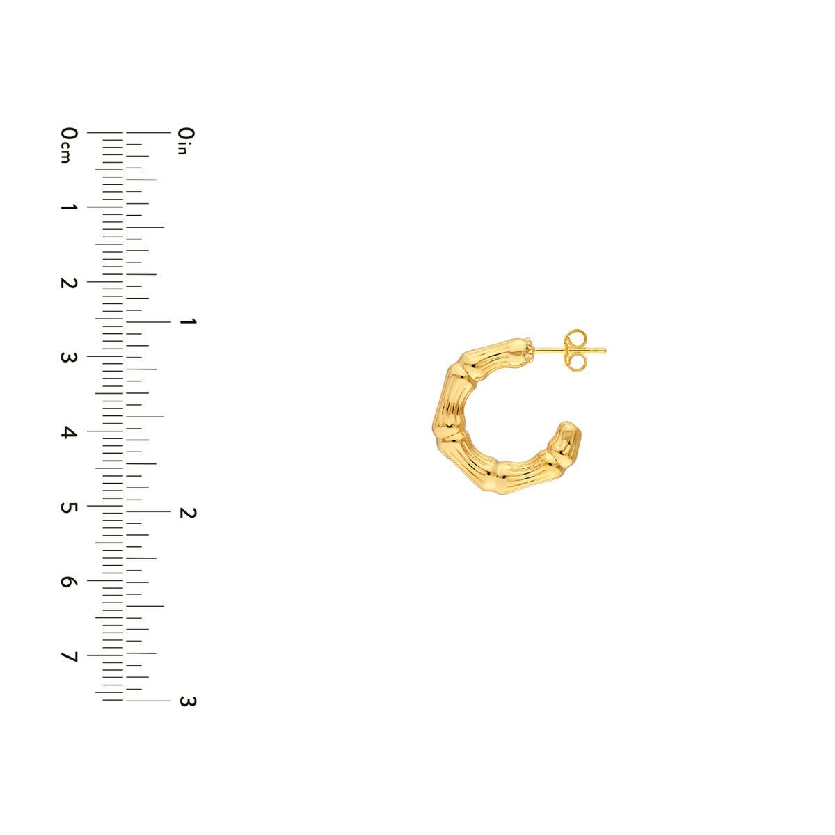 Birmingham Jewelry - 14K Yellow Gold Fluted Bamboo Open Hoop Earrings - Birmingham Jewelry