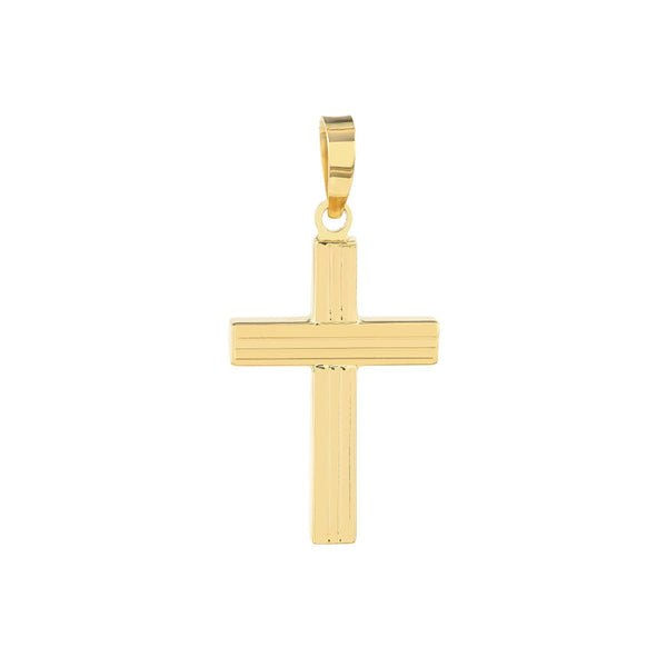 Birmingham Jewelry - 14K Yellow Gold Fluted Bar Cross Pendant - Birmingham Jewelry