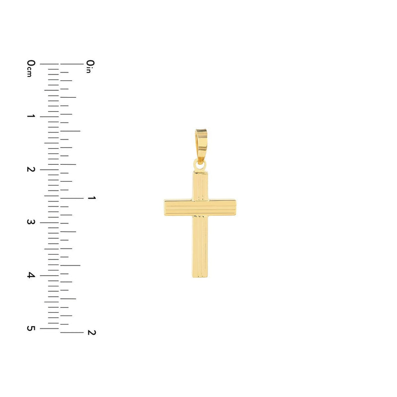 Birmingham Jewelry - 14K Yellow Gold Fluted Bar Cross Pendant - Birmingham Jewelry