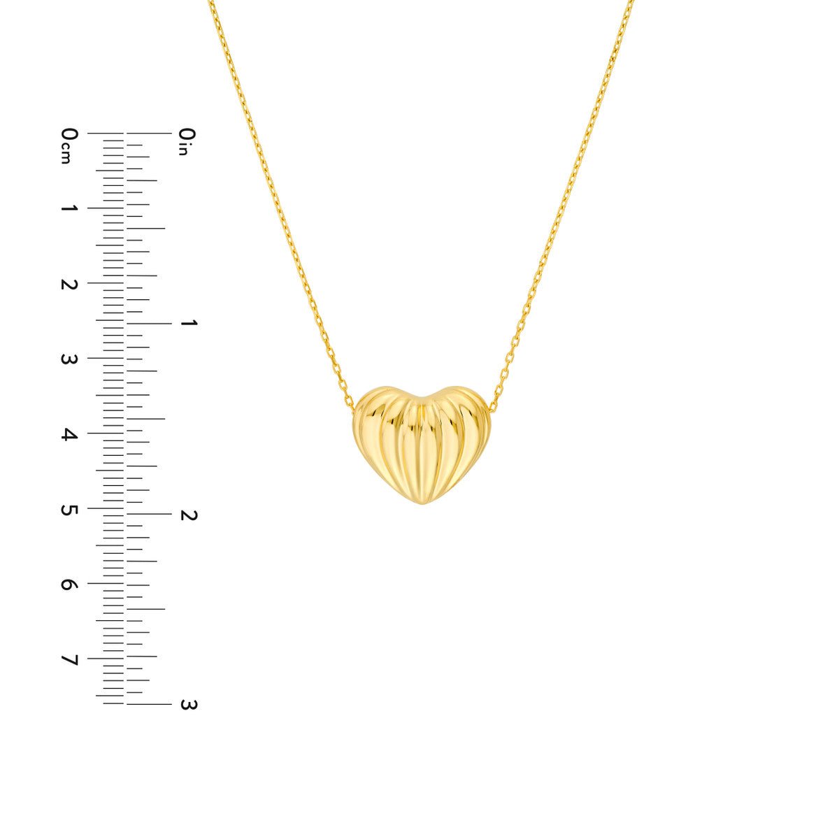 Birmingham Jewelry - 14K Yellow Gold Fluted Heart Pendant Necklace - Birmingham Jewelry