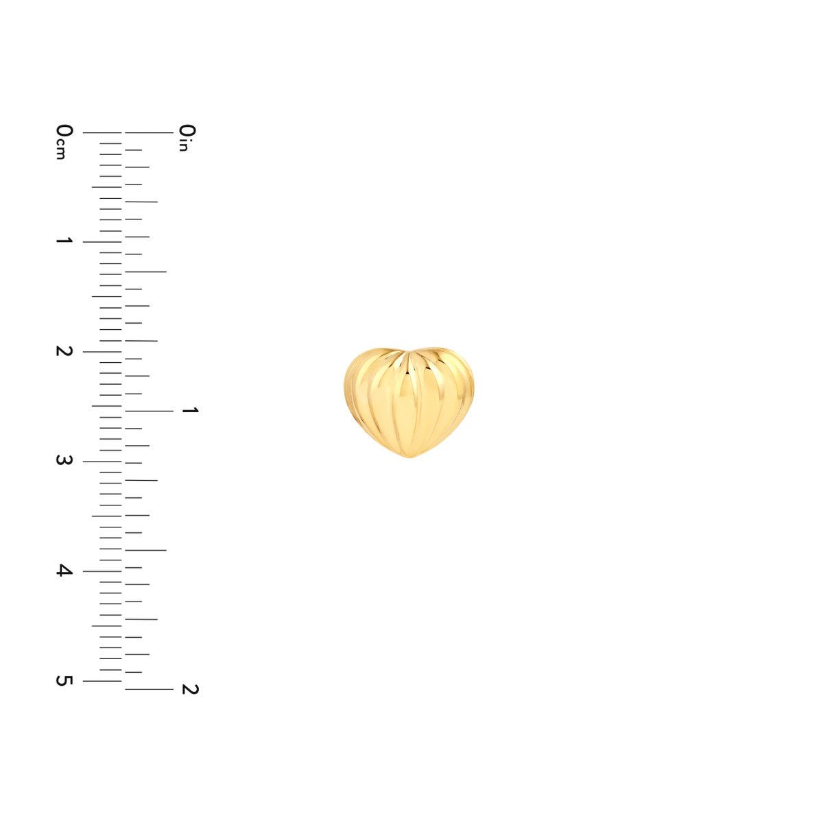 Birmingham Jewelry - 14K Yellow Gold Fluted Heart Small Stud Earrings - Birmingham Jewelry