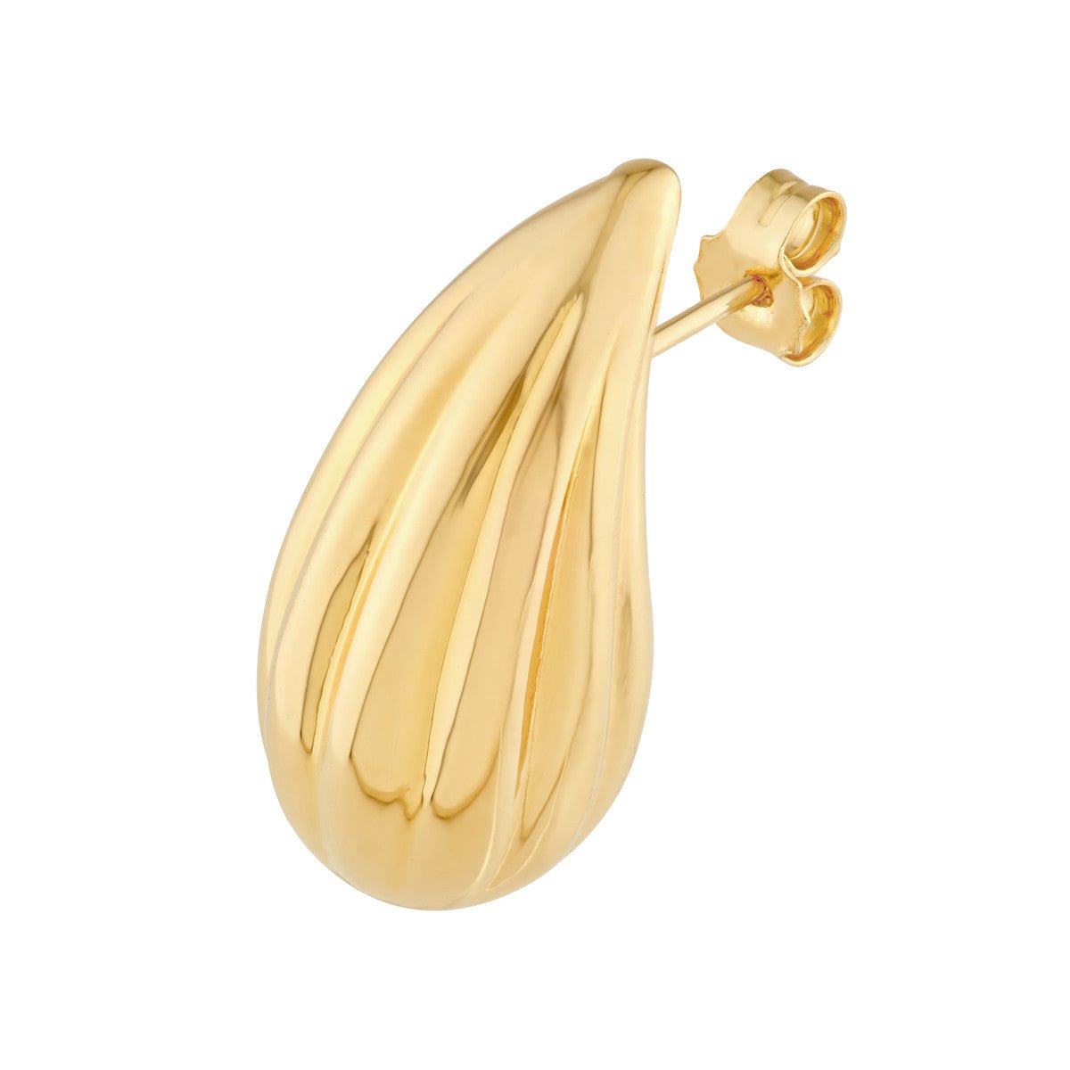 Birmingham Jewelry - 14K Yellow Gold Fluted Teardrop Earrings - Birmingham Jewelry