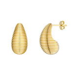 Birmingham Jewelry - 14K Yellow Gold Fluted Teardrop Stud Earrings - Birmingham Jewelry