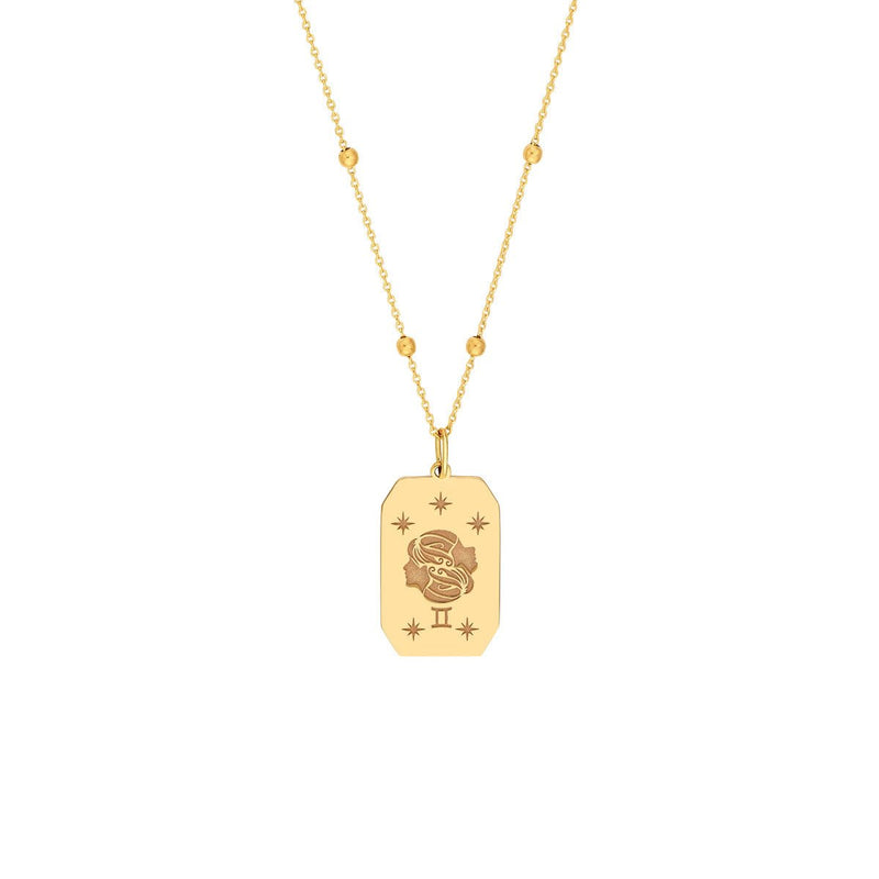 Birmingham Jewelry - 14K Yellow Gold Gemini Engraved Pendant - Birmingham Jewelry