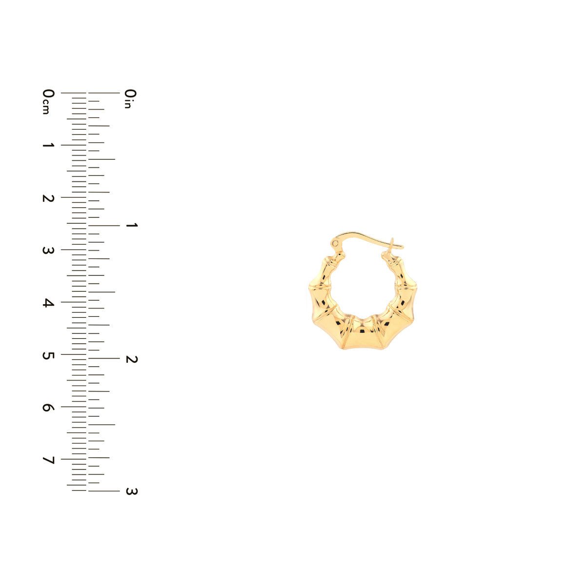 Birmingham Jewelry - 14K Yellow Gold Graduated Bamboo Puff Hoop Earrings - Birmingham Jewelry