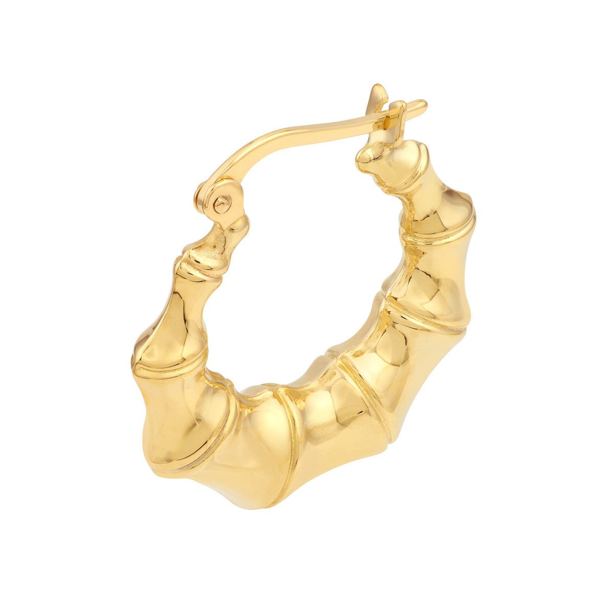 Birmingham Jewelry - 14K Yellow Gold Graduated Bamboo Puff Hoop Earrings - Birmingham Jewelry