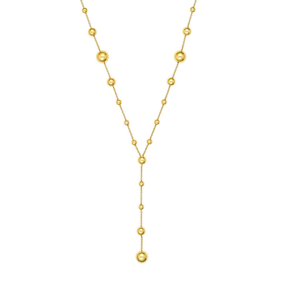 Birmingham Jewelry - 14K Yellow Gold Graduated Bead Lariat Necklace - Birmingham Jewelry