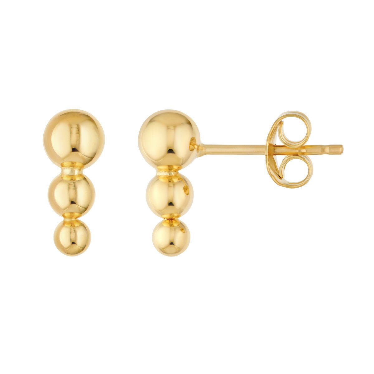 Birmingham Jewelry - 14K Yellow Gold Graduated Bead Stud Earrings - Birmingham Jewelry