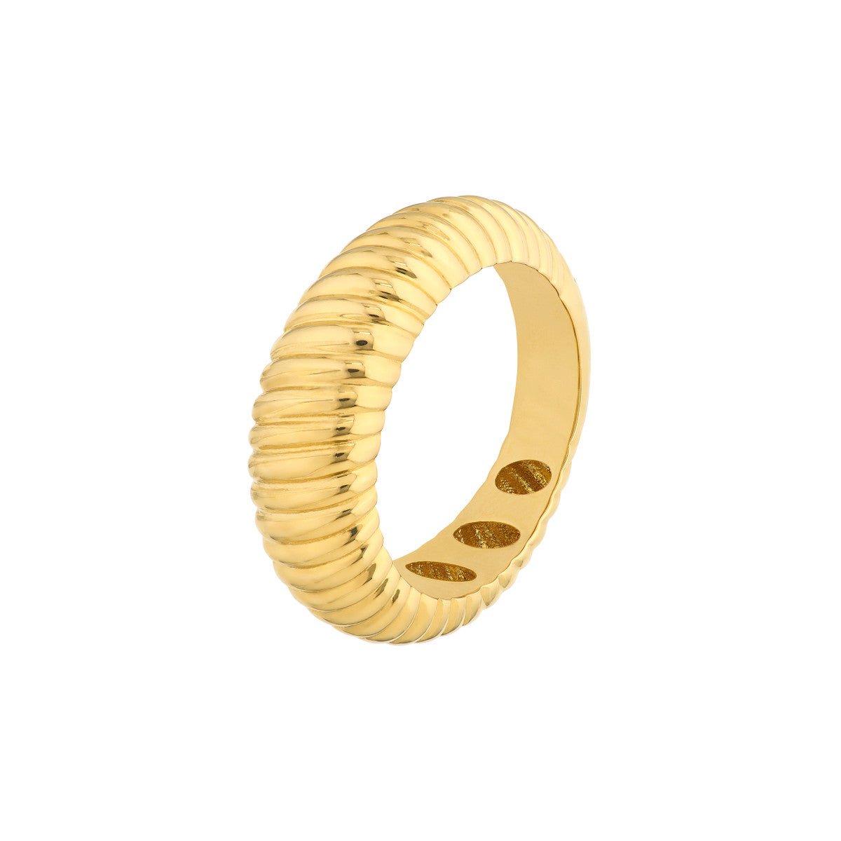 Birmingham Jewelry - 14K Yellow Gold Graduated Ribbed Polished Ring - Birmingham Jewelry