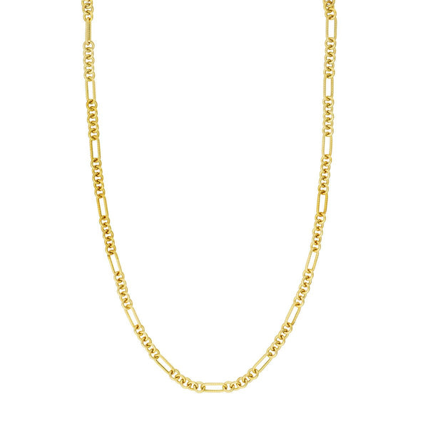 Birmingham Jewelry - 14K Yellow Gold Handmade Textured Oval Rolo Necklace - Birmingham Jewelry