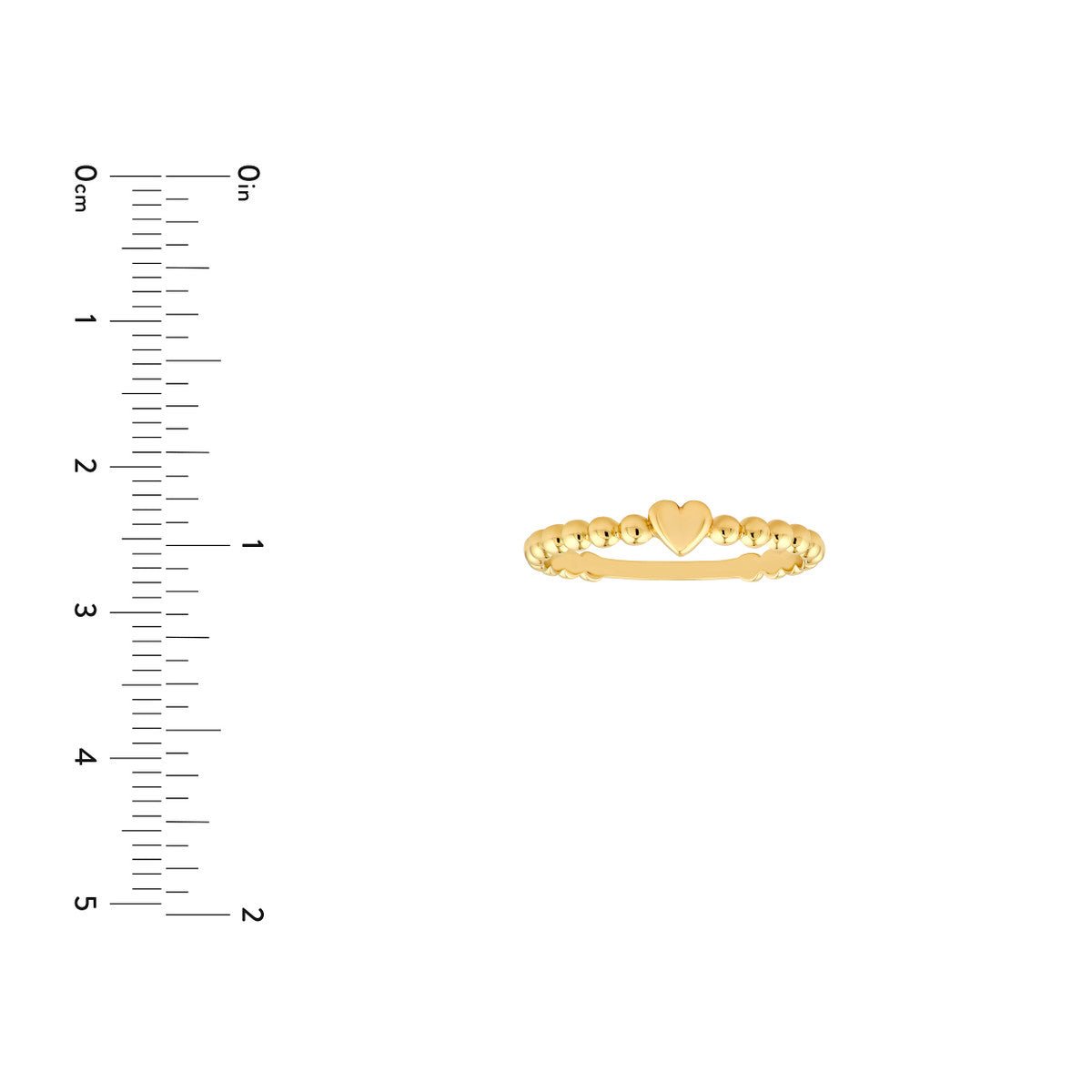 Birmingham Jewelry - 14K Yellow Gold Heart Beaded Band Ring - Birmingham Jewelry
