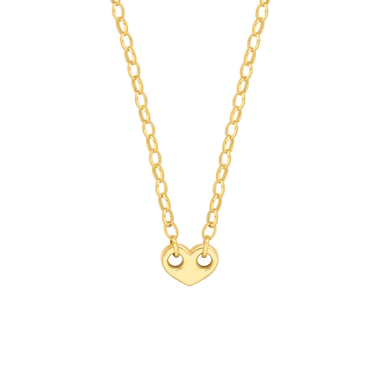 Birmingham Jewelry - 14K Yellow Gold Heart Puff Mariner w/Oval Rolo Necklace - Birmingham Jewelry