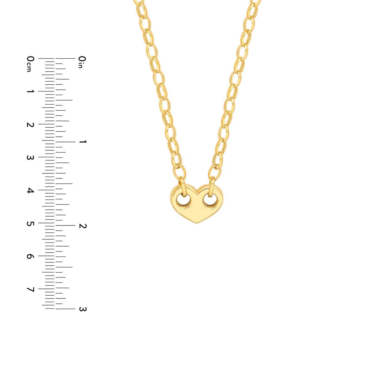 Birmingham Jewelry - 14K Yellow Gold Heart Puff Mariner w/Oval Rolo Necklace - Birmingham Jewelry