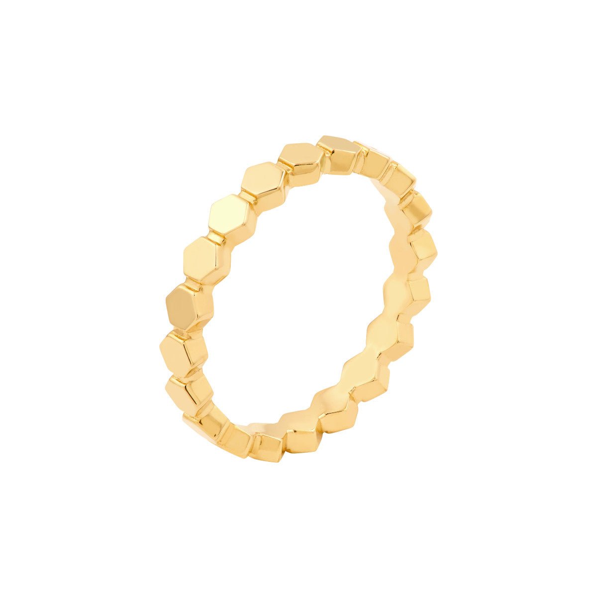 Birmingham Jewelry - 14K Yellow Gold Hexagonal Bead Band Ring - Birmingham Jewelry