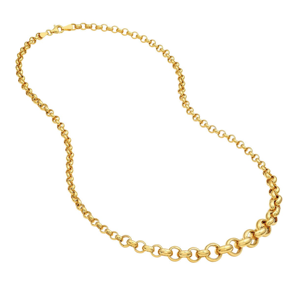 Birmingham Jewelry - 14K Yellow Gold Hollow Graduated Large Rolo Necklace - Birmingham Jewelry