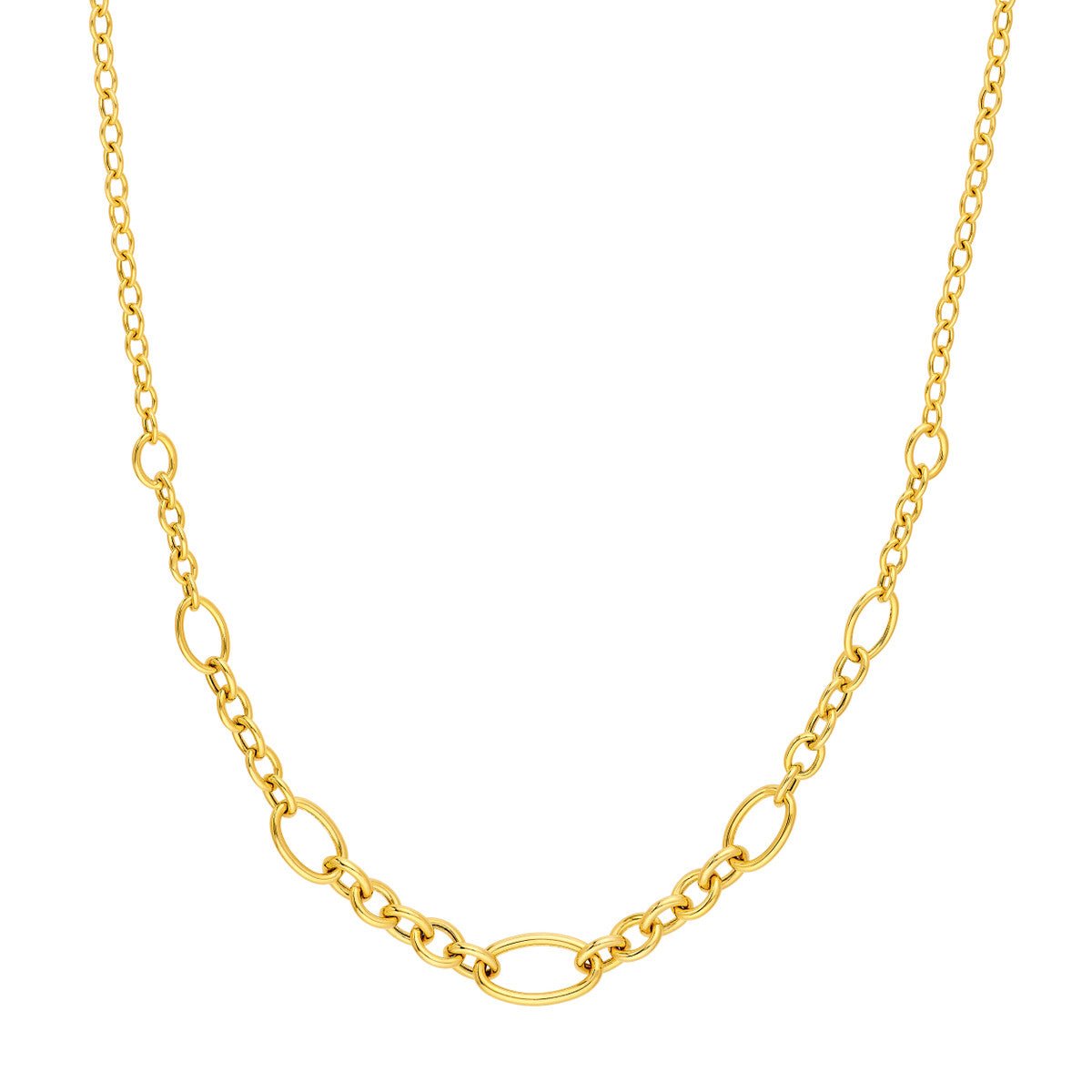 Birmingham Jewelry - 14K Yellow Gold Hollow Graduated Oval Link Chain Necklace - Birmingham Jewelry