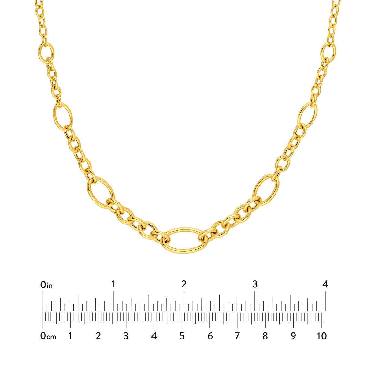 Birmingham Jewelry - 14K Yellow Gold Hollow Graduated Oval Link Chain Necklace - Birmingham Jewelry