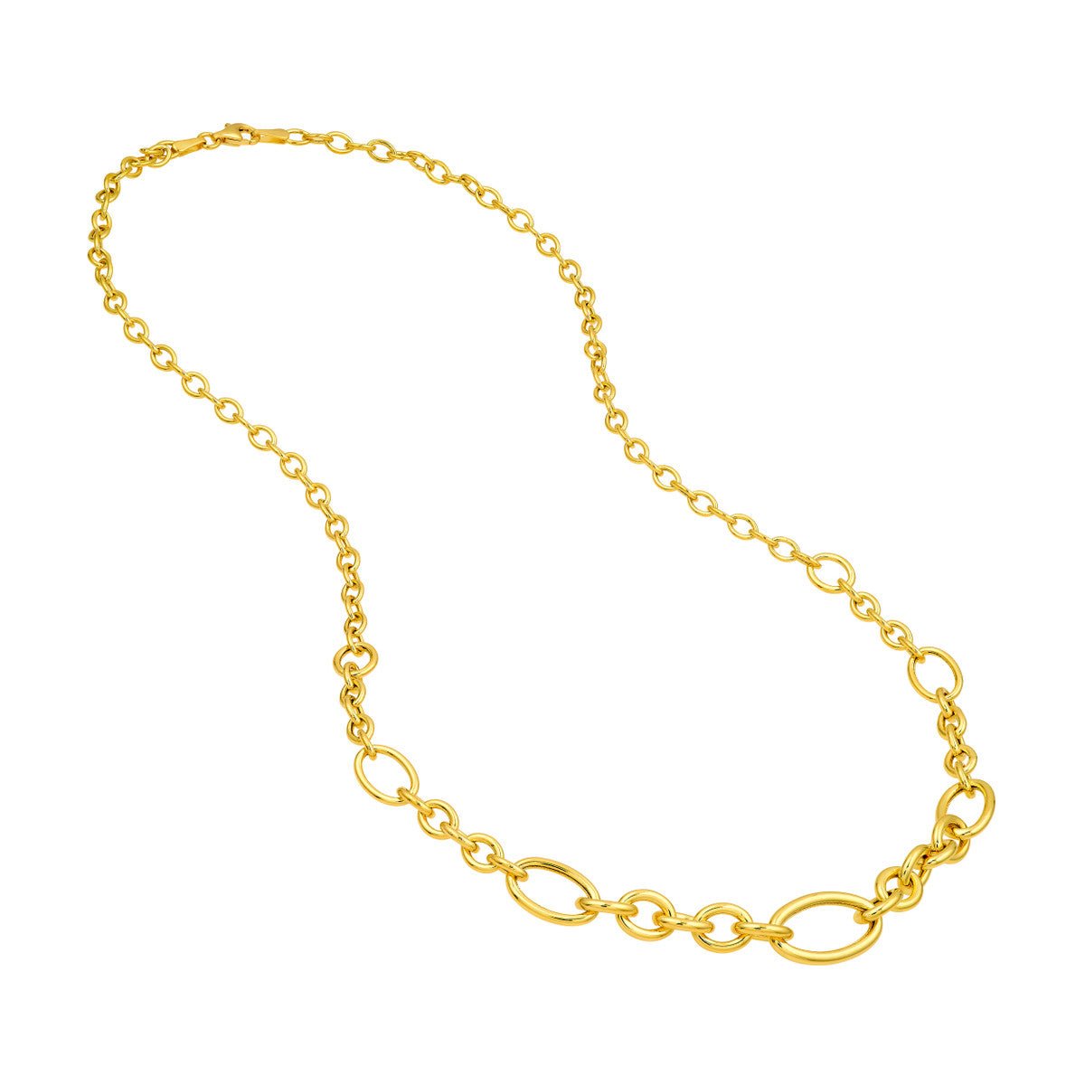 Birmingham Jewelry - 14K Yellow Gold Hollow Graduated Oval Link Chain Necklace - Birmingham Jewelry