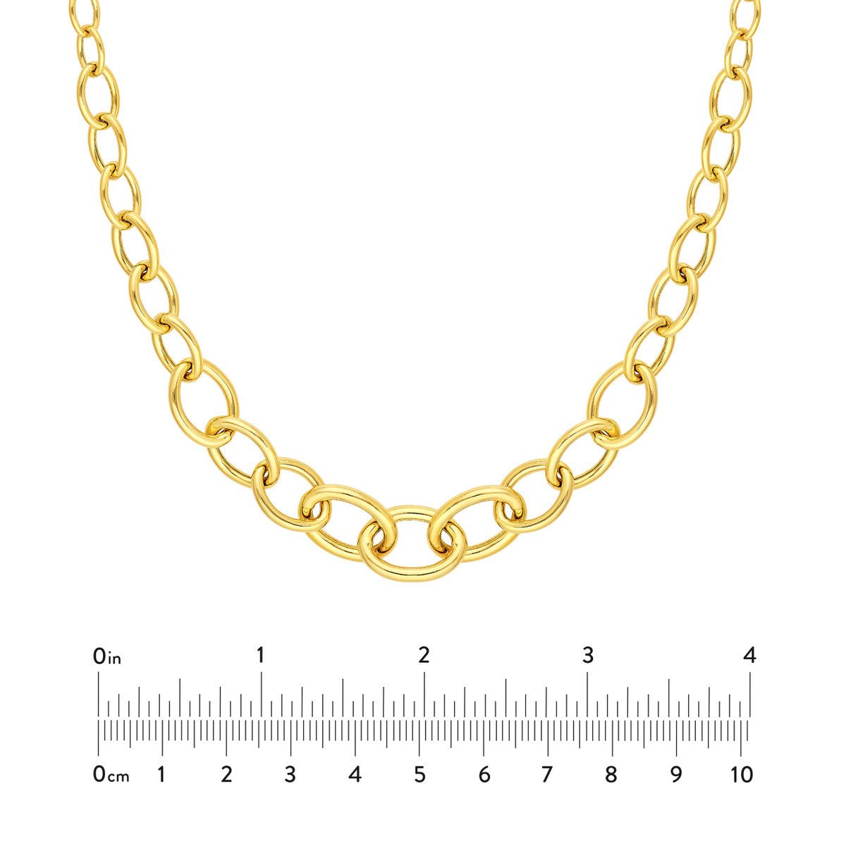Birmingham Jewelry - 14K Yellow Gold Hollow Graduated Oval Link Necklace - Birmingham Jewelry