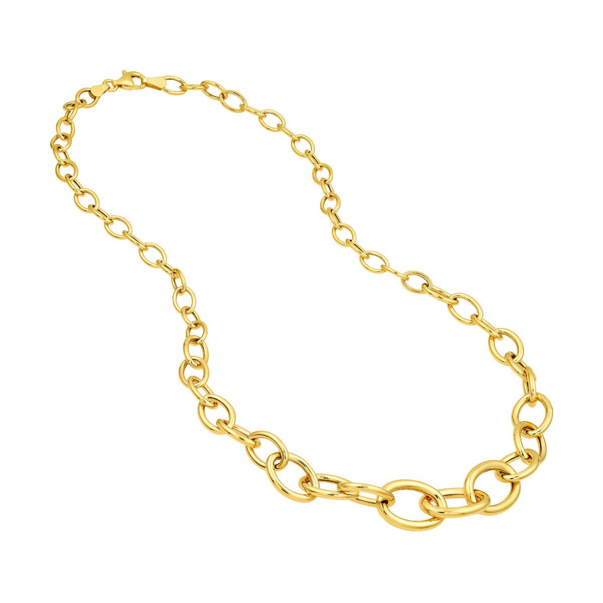 Birmingham Jewelry - 14K Yellow Gold Hollow Graduated Oval Link Necklace - Birmingham Jewelry
