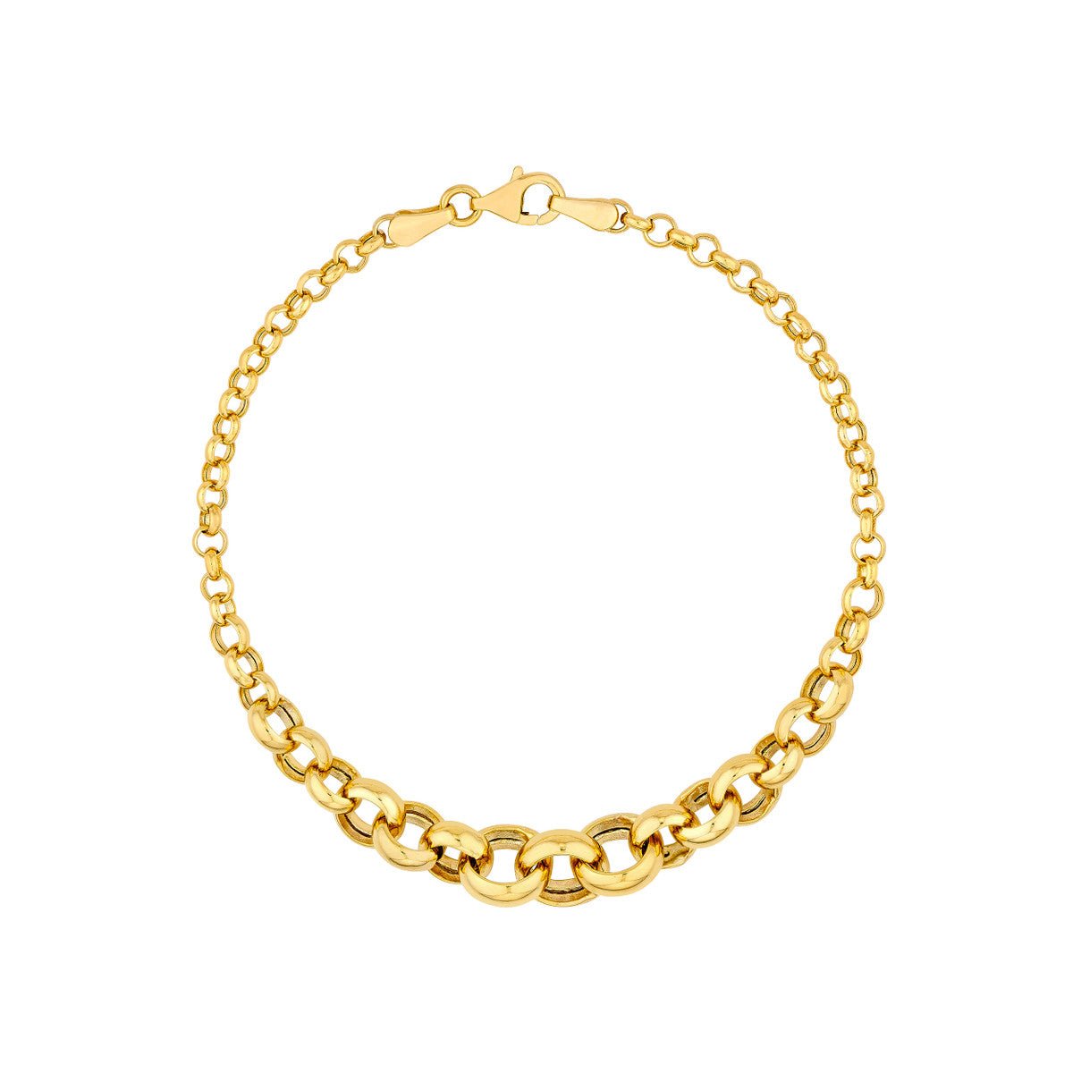 Birmingham Jewelry - 14K Yellow Gold Hollow Graduated Round Link Bracelet - Birmingham Jewelry