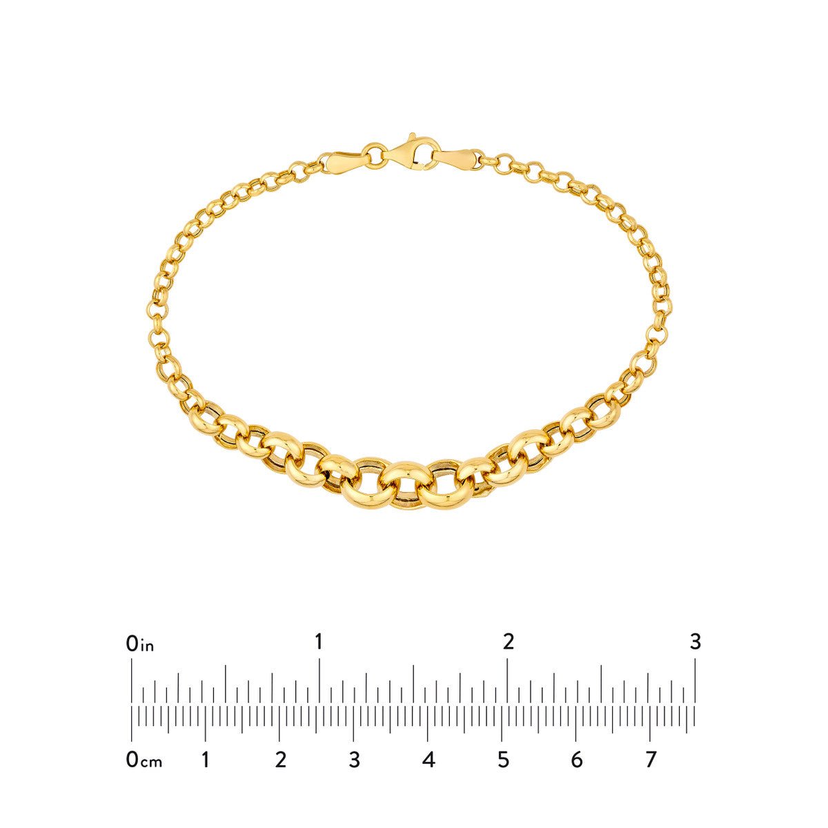 Birmingham Jewelry - 14K Yellow Gold Hollow Graduated Round Link Bracelet - Birmingham Jewelry
