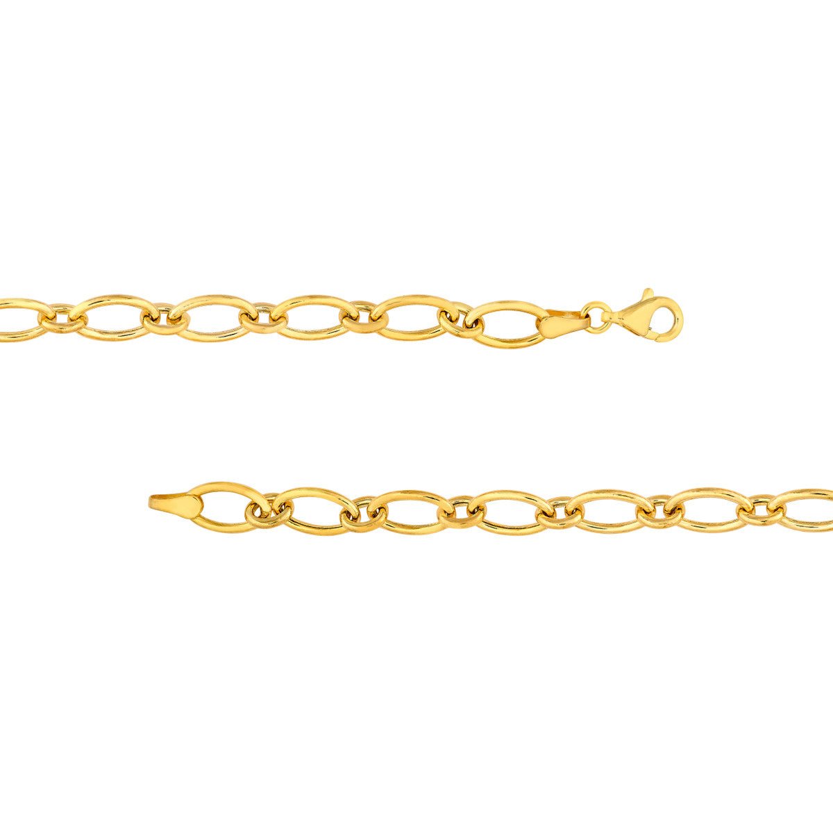 Birmingham Jewelry - 14K Yellow Gold Hollow Oval Link 1+1 Chain Necklace - Birmingham Jewelry