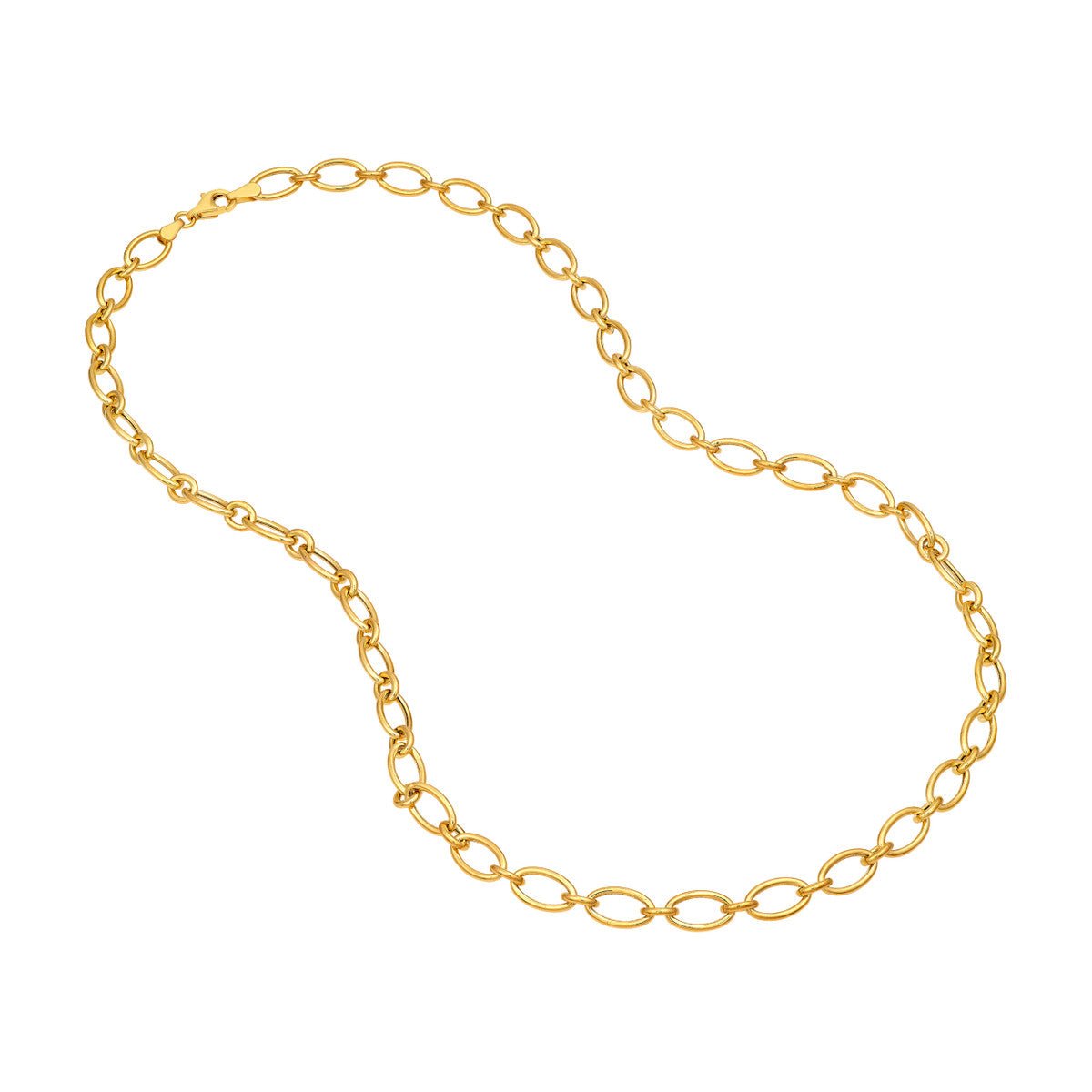 Birmingham Jewelry - 14K Yellow Gold Hollow Oval Link 1+1 Chain Necklace - Birmingham Jewelry