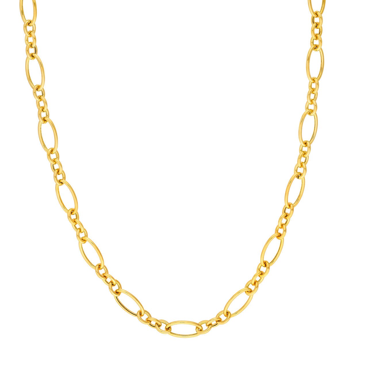 Birmingham Jewelry - 14K Yellow Gold Hollow Oval Link 3+1 Chain Necklace - Birmingham Jewelry