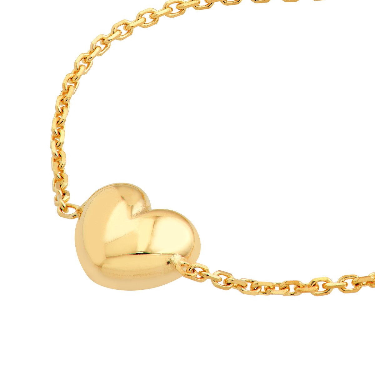 Birmingham Jewelry - 14K Yellow Gold Hollow Puffy Heart Chain Bracelet - Birmingham Jewelry
