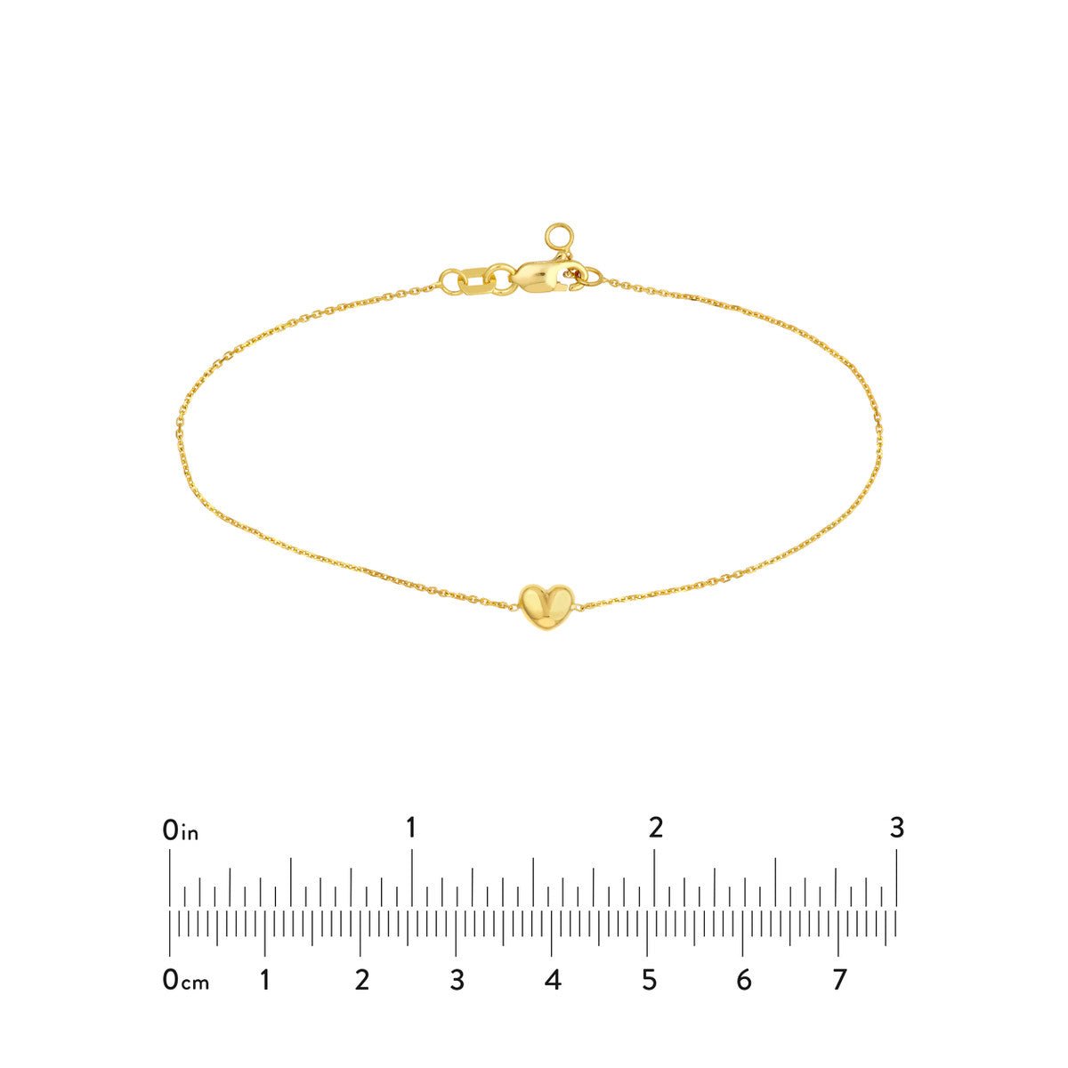 Birmingham Jewelry - 14K Yellow Gold Hollow Puffy Heart Chain Bracelet - Birmingham Jewelry