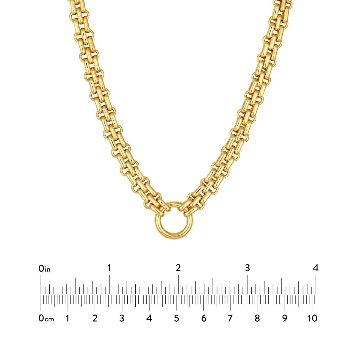 Birmingham Jewelry - 14K Yellow Gold Hollow Railroad Link Necklace - Birmingham Jewelry