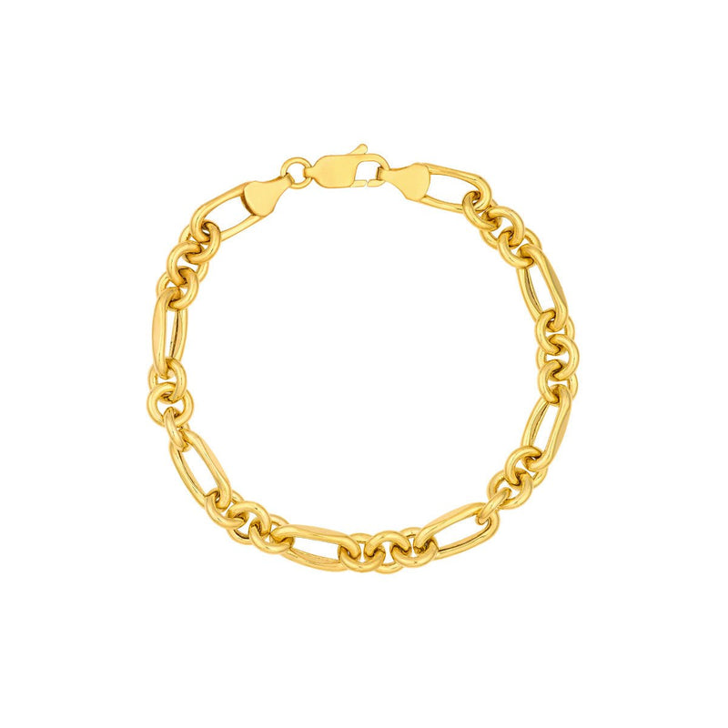 Birmingham Jewelry - 14K Yellow Gold Hollow Rolo Oval Link (3+1) Bracelet - Birmingham Jewelry