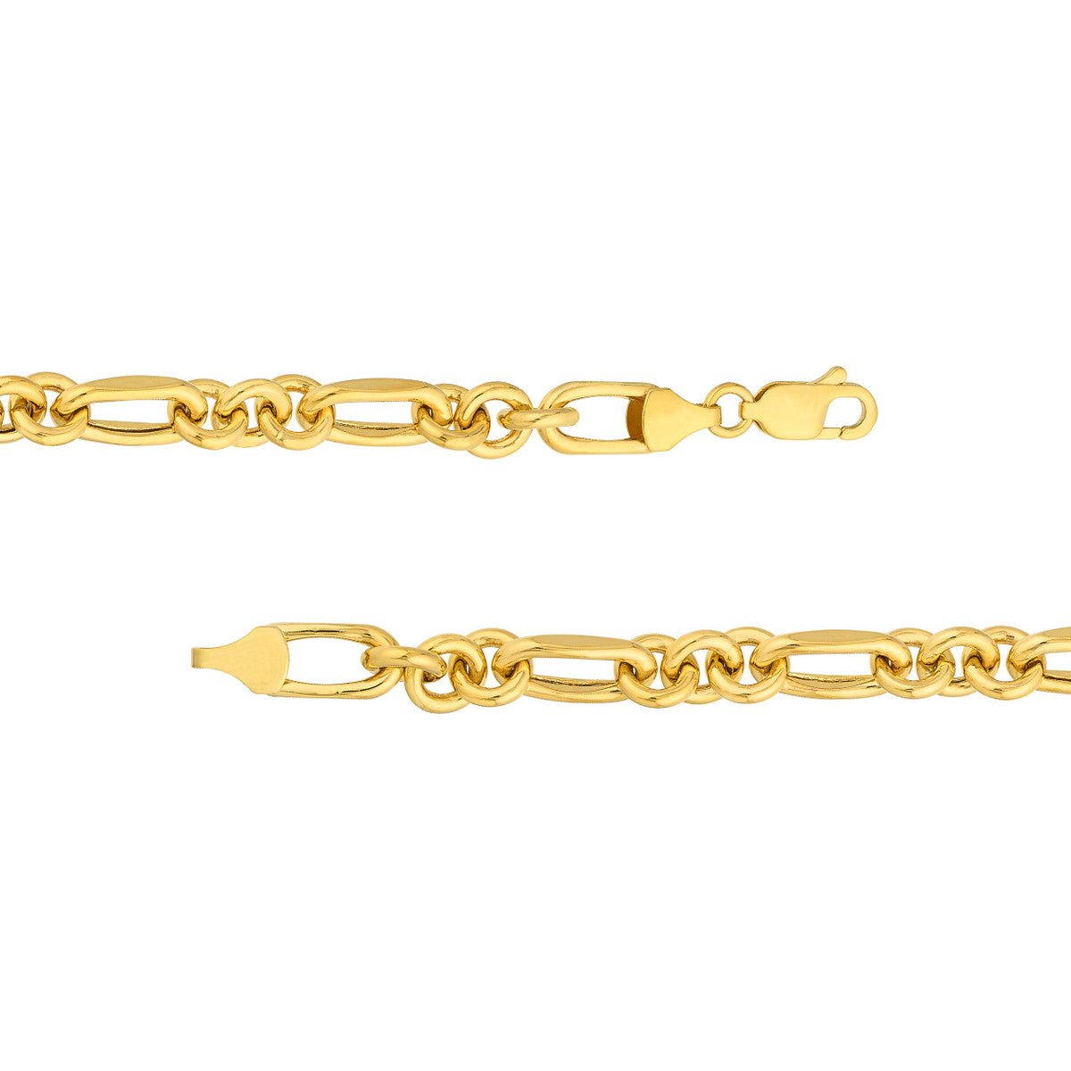 Birmingham Jewelry - 14K Yellow Gold Hollow Rolo Oval Link (3+1) Bracelet - Birmingham Jewelry