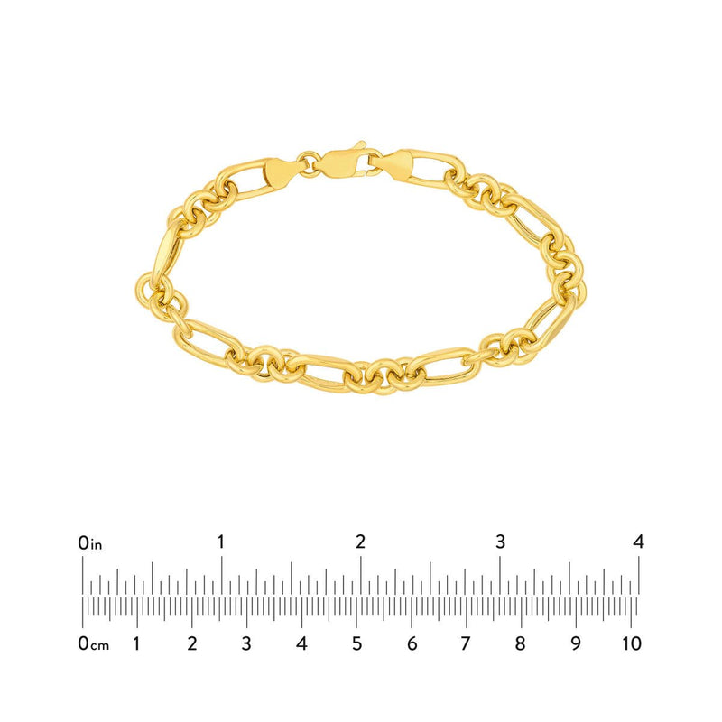 Birmingham Jewelry - 14K Yellow Gold Hollow Rolo Oval Link (3+1) Bracelet - Birmingham Jewelry