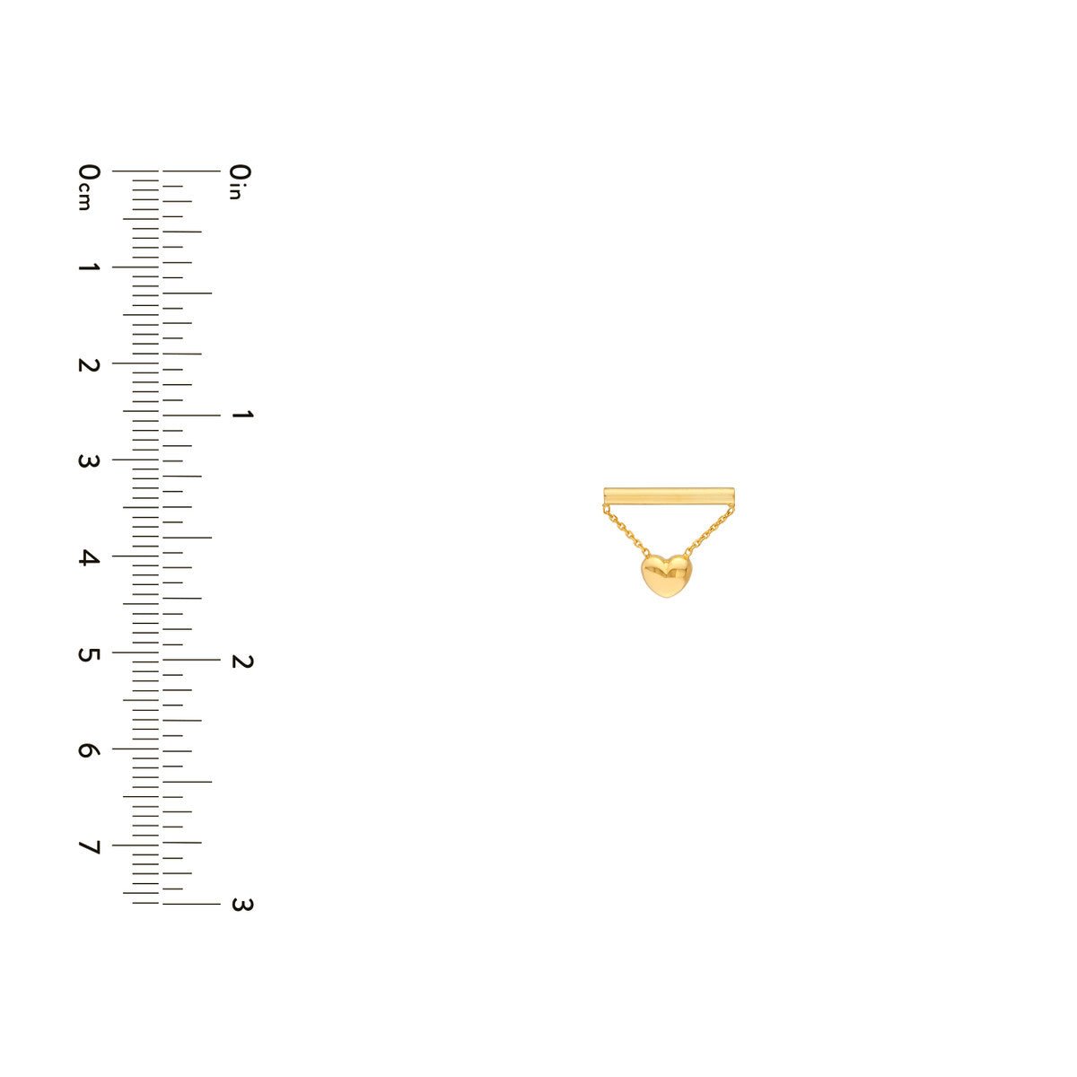 Birmingham Jewelry - 14K Yellow Gold Horizontal Bar Earrings with Dangle Heart Chain - Birmingham Jewelry