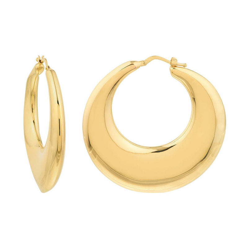 Birmingham Jewelry - 14K Yellow Gold Large Graduated Puffed Hoop Earrings - Birmingham Jewelry