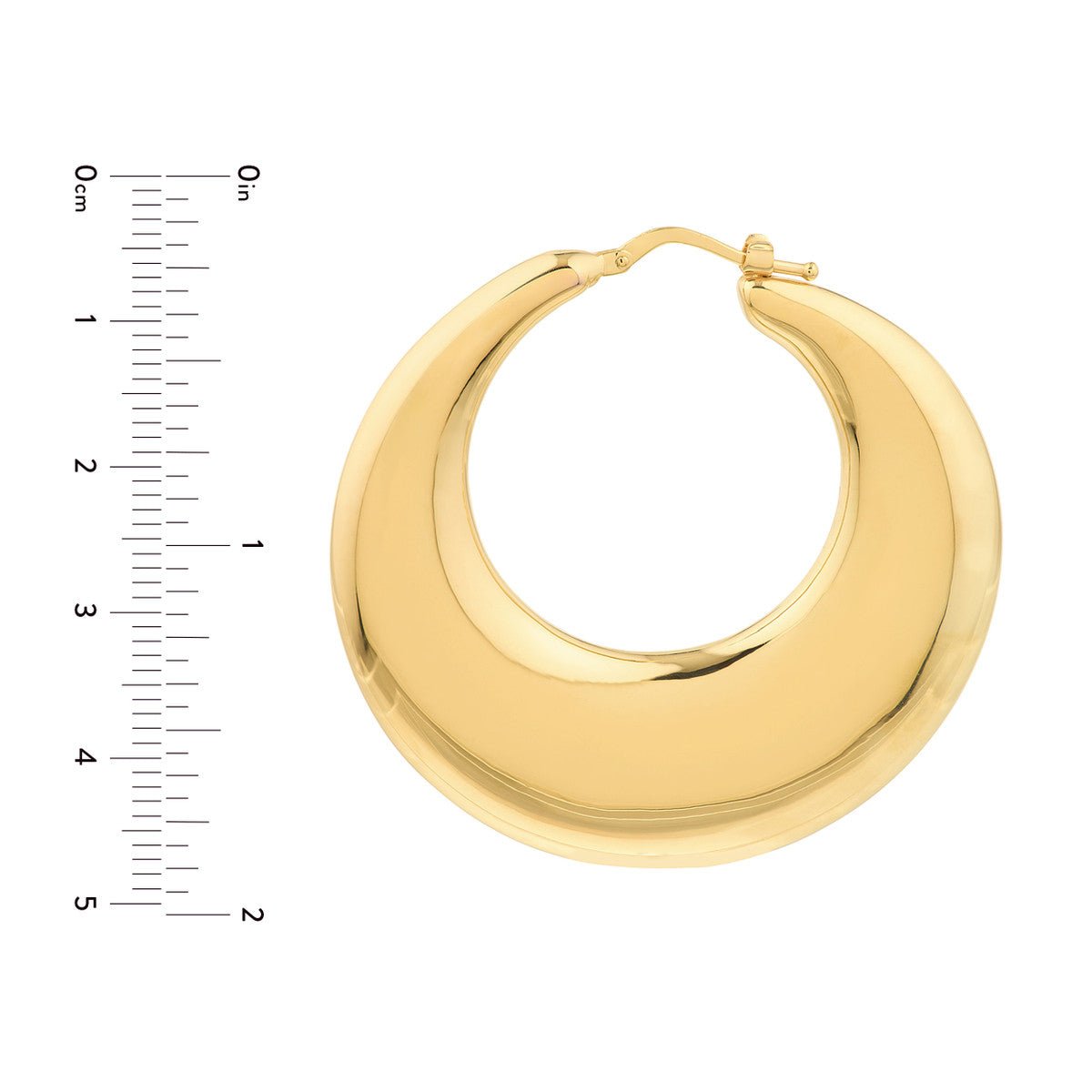 14K Yellow Gold Large Graduated Puffed Hoop Earrings