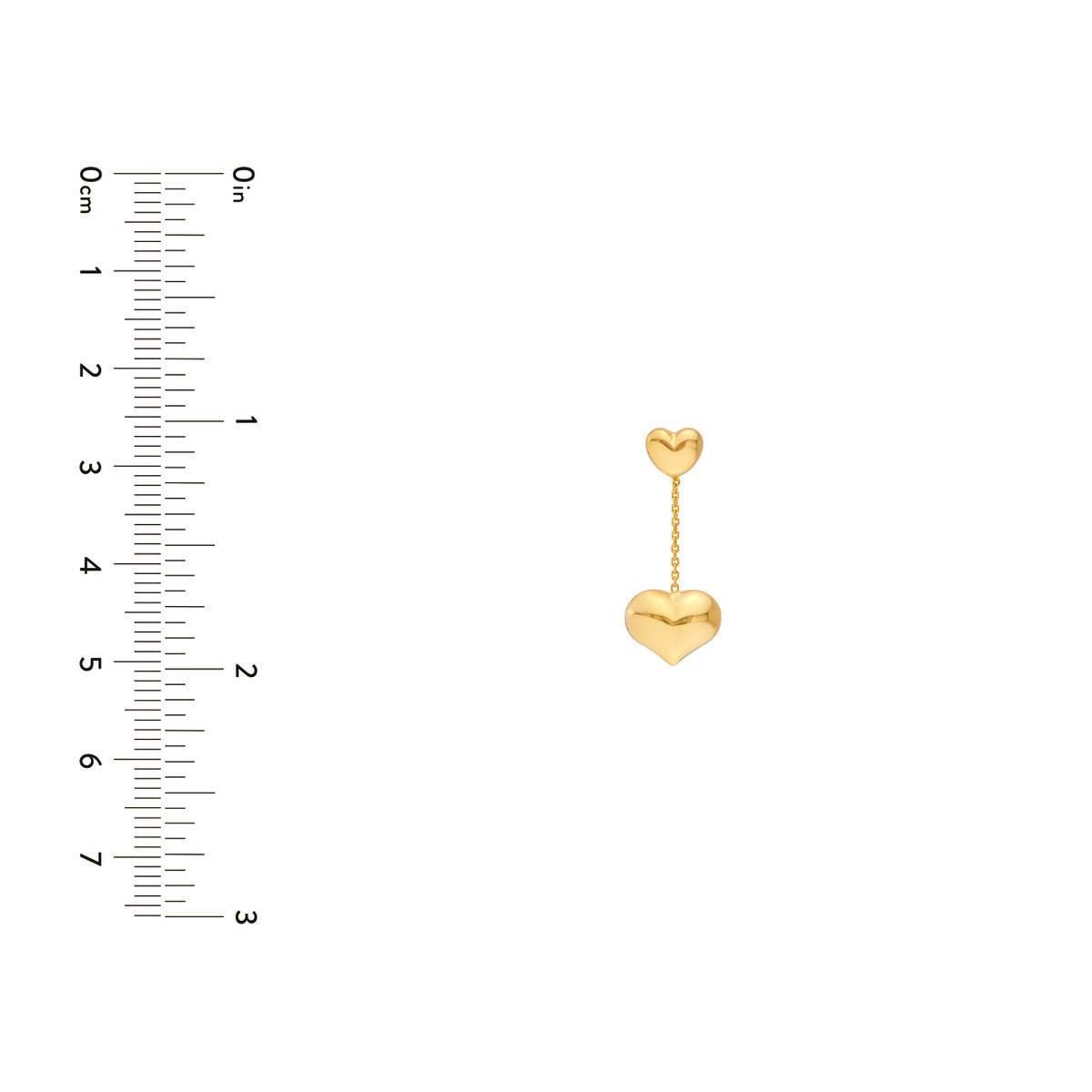 Birmingham Jewelry - 14K Yellow Gold Large Heart Cable Chain Dangle Earrings - Birmingham Jewelry