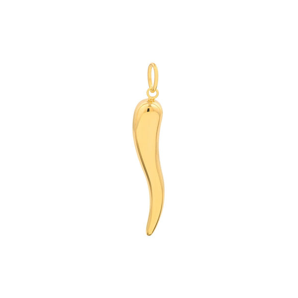 Birmingham Jewelry - 14K Yellow Gold Large Italian Horn Pendant w/Jump Ring - Birmingham Jewelry