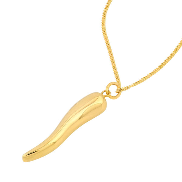 Birmingham Jewelry - 14K Yellow Gold Large Italian Horn Pendant w/Jump Ring - Birmingham Jewelry