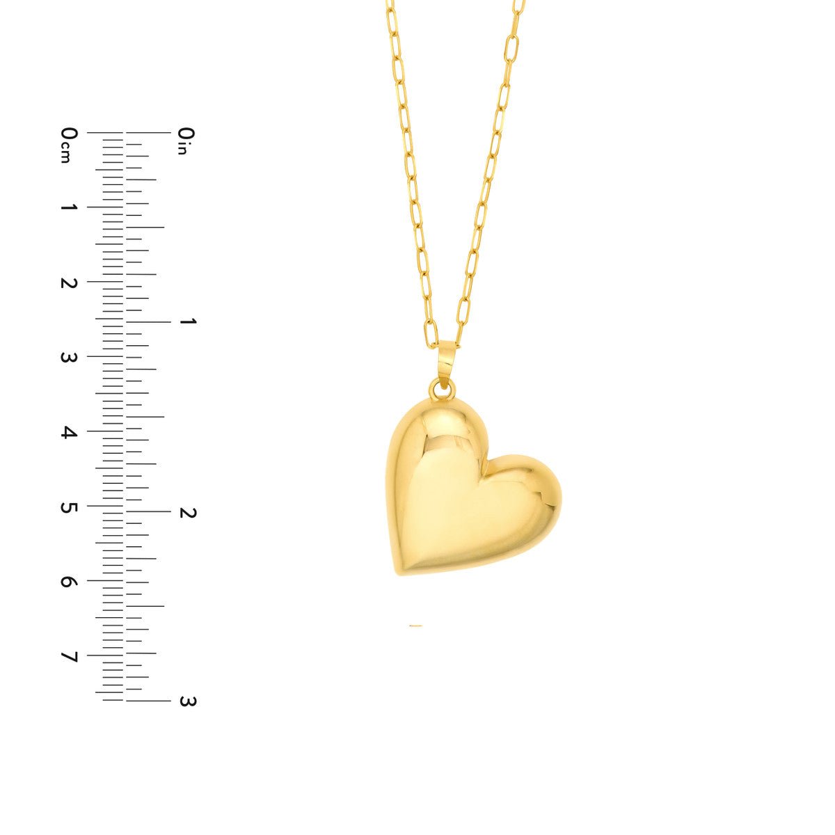 Birmingham Jewelry - 14K Yellow Gold Large Puff Heart Pendant Necklace - Birmingham Jewelry