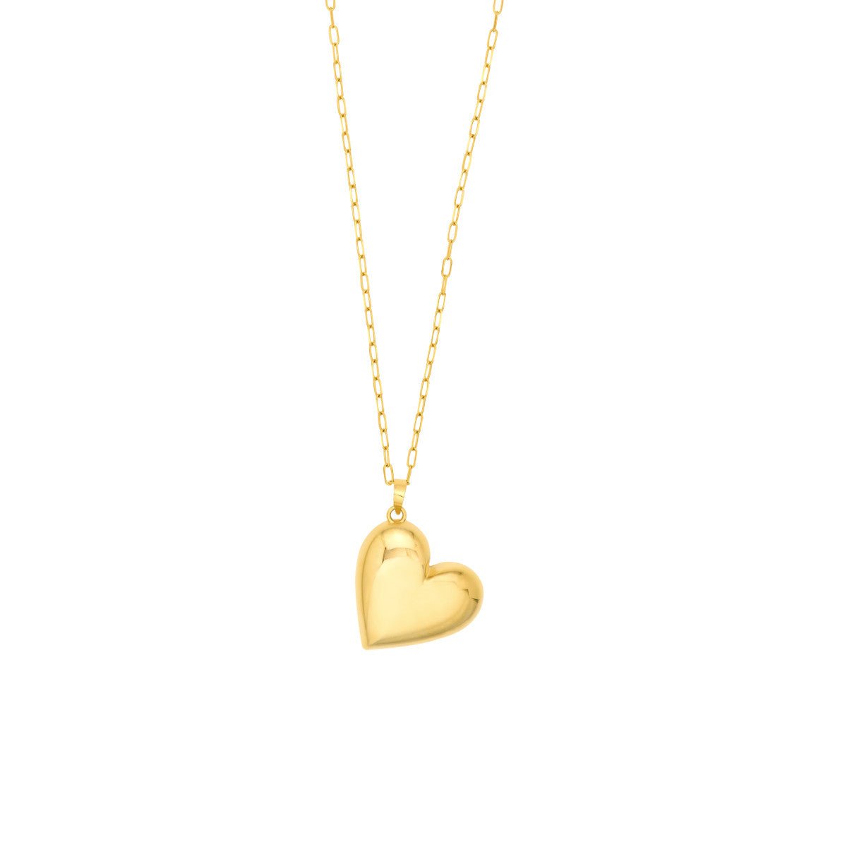 Birmingham Jewelry - 14K Yellow Gold Large Puff Heart Pendant Necklace - Birmingham Jewelry