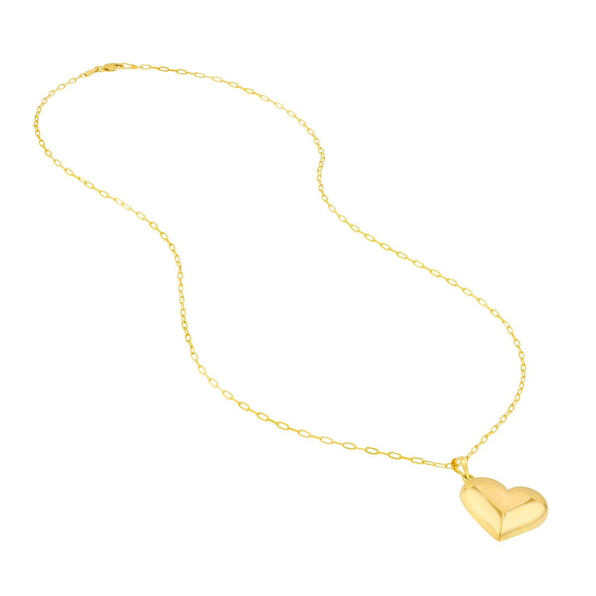 Birmingham Jewelry - 14K Yellow Gold Large Puff Heart Pendant Necklace - Birmingham Jewelry
