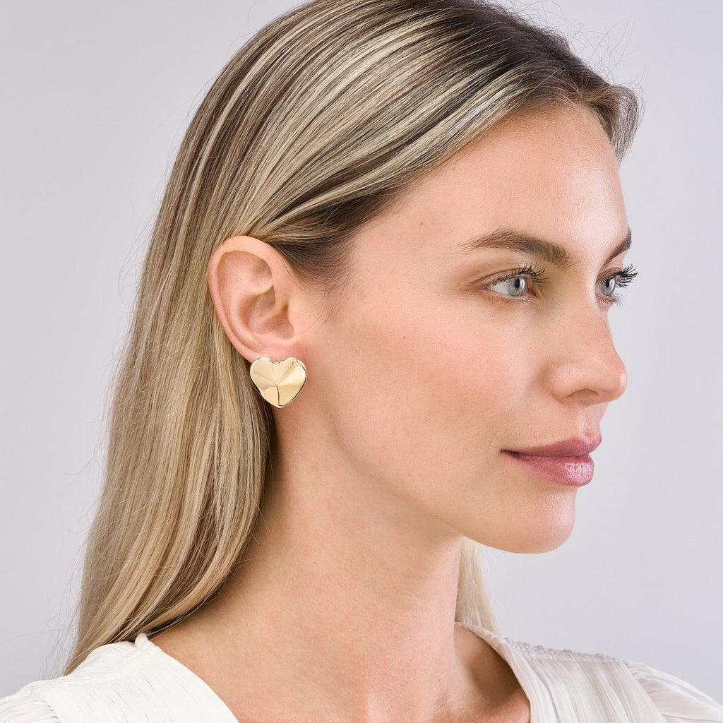 14K Gold outlet Large Heart Earrings