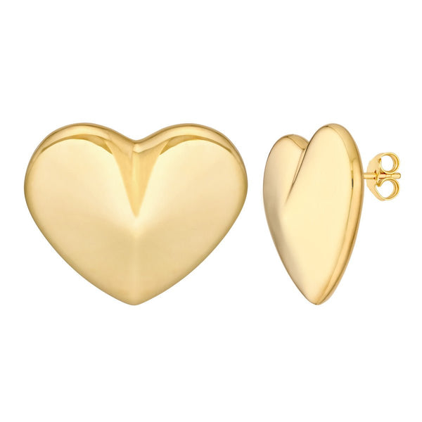 Birmingham Jewelry - 14K Yellow Gold Large Puffy Heart Earrings - Birmingham Jewelry