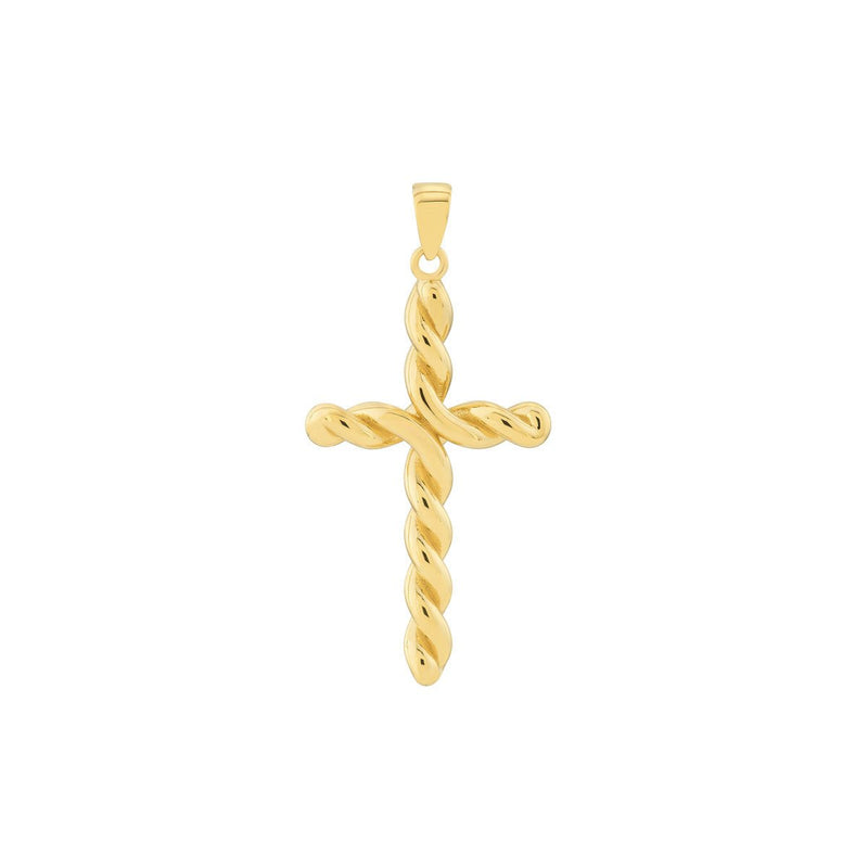 Birmingham Jewelry - 14K Yellow Gold Large Twist Cross Pendant - Birmingham Jewelry