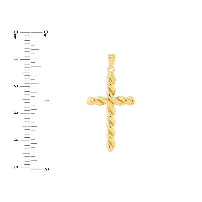 Birmingham Jewelry - 14K Yellow Gold Large Twist Cross Pendant - Birmingham Jewelry