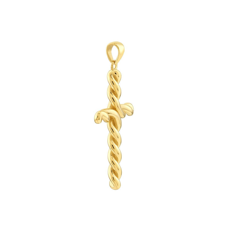 Birmingham Jewelry - 14K Yellow Gold Large Twist Cross Pendant - Birmingham Jewelry