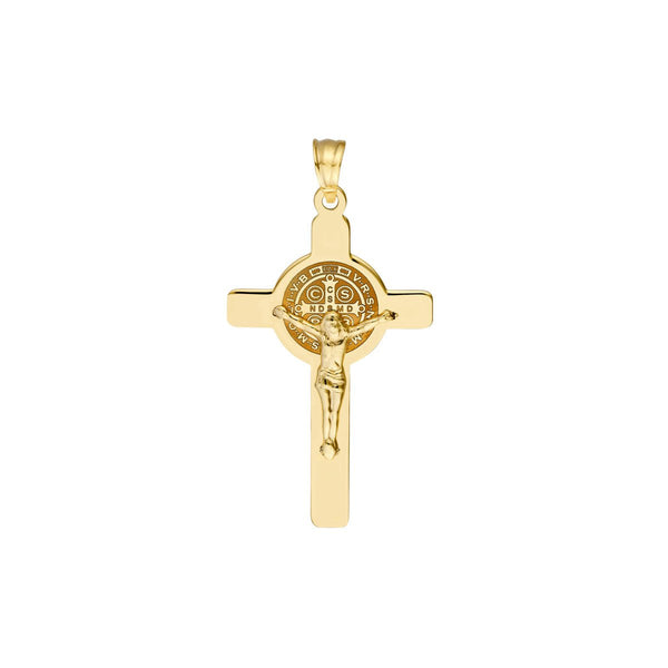 Birmingham Jewelry - 14K Yellow Gold Laser Engraved San Benito Crucifix - Birmingham Jewelry